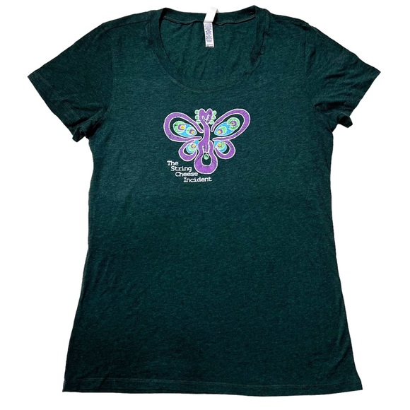 NWOT The String Cheese Incident Band Butterfly Graphic T-Shirt Green Women’s XXL - Picture 1 of 5